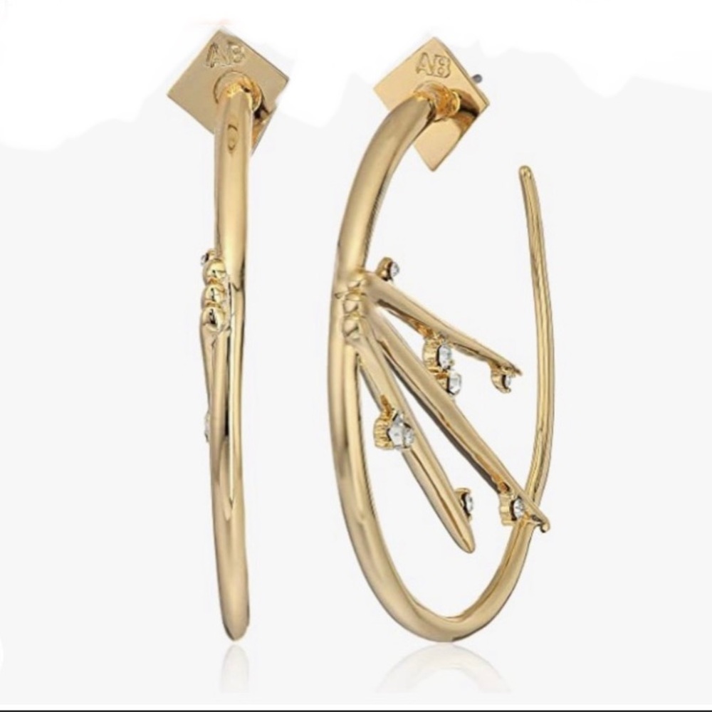 ALEXIS BITTAR • NEW Modern Gold Satellite Crystal Accents Spiked Hoop Earrings